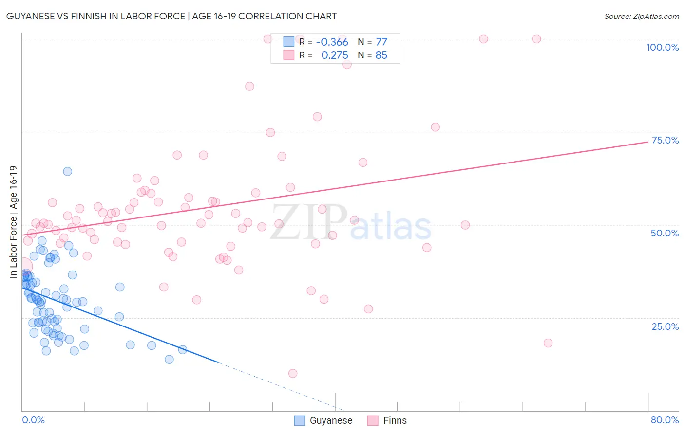 Guyanese vs Finnish In Labor Force | Age 16-19