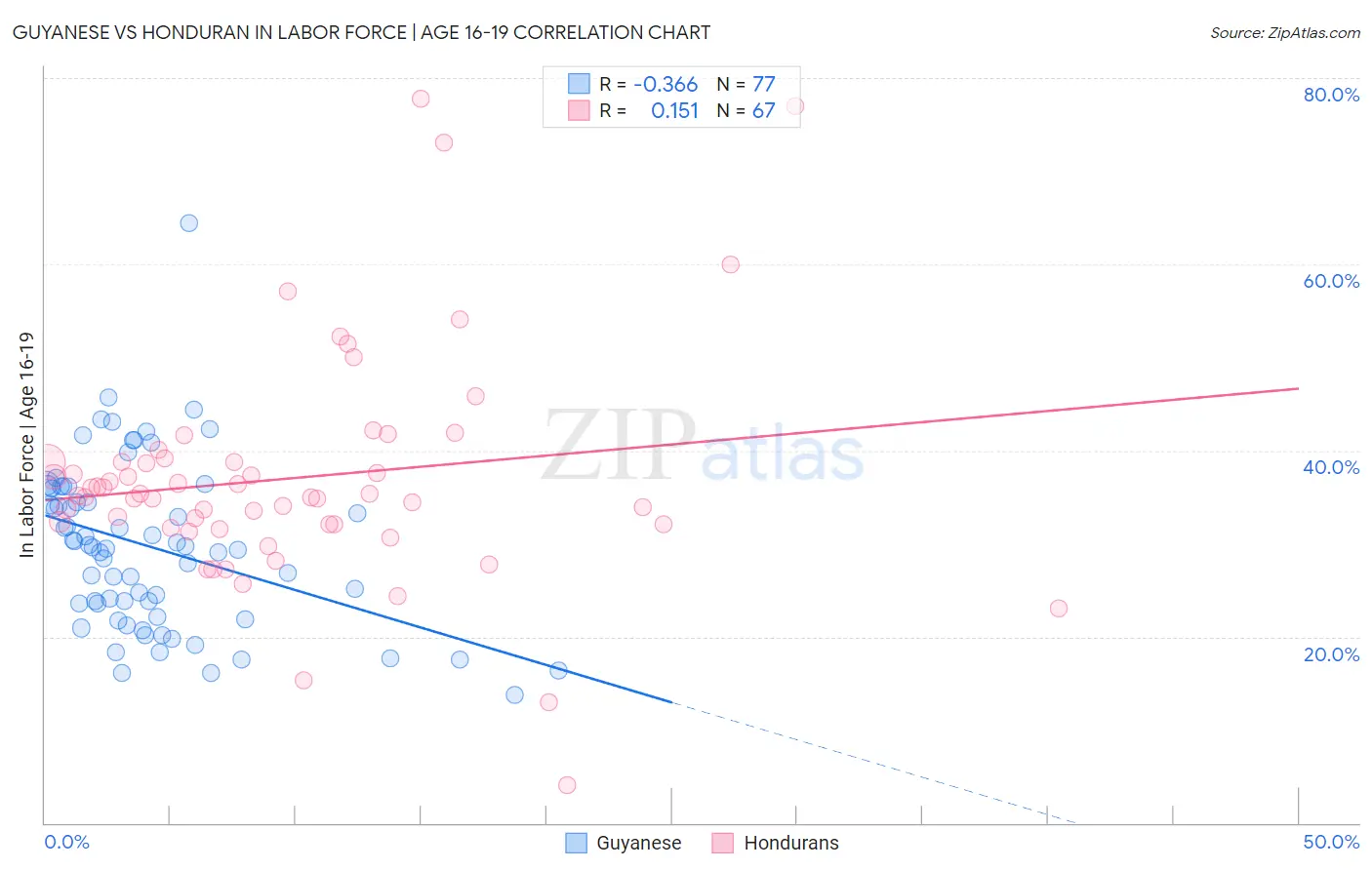 Guyanese vs Honduran In Labor Force | Age 16-19