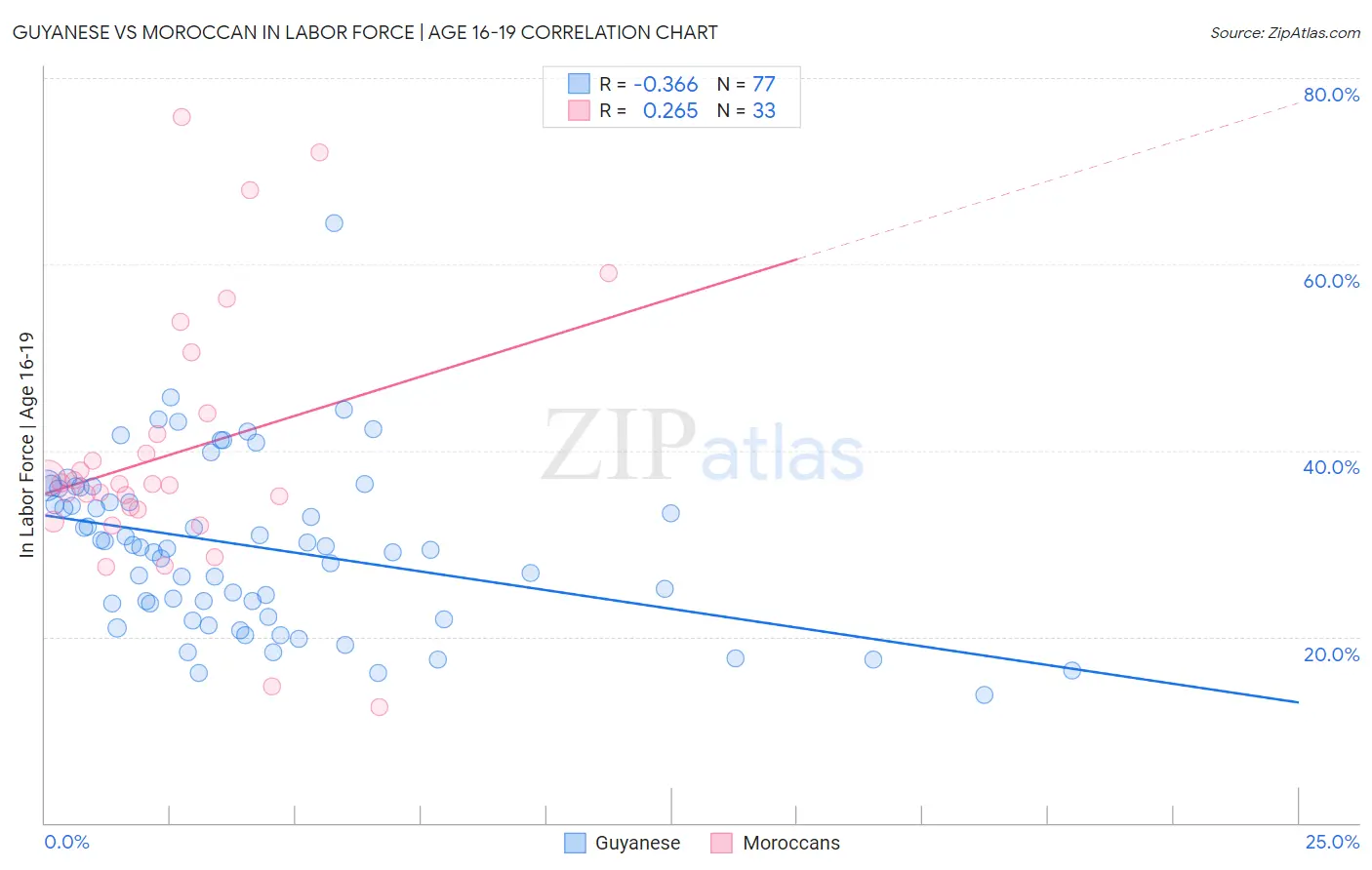 Guyanese vs Moroccan In Labor Force | Age 16-19