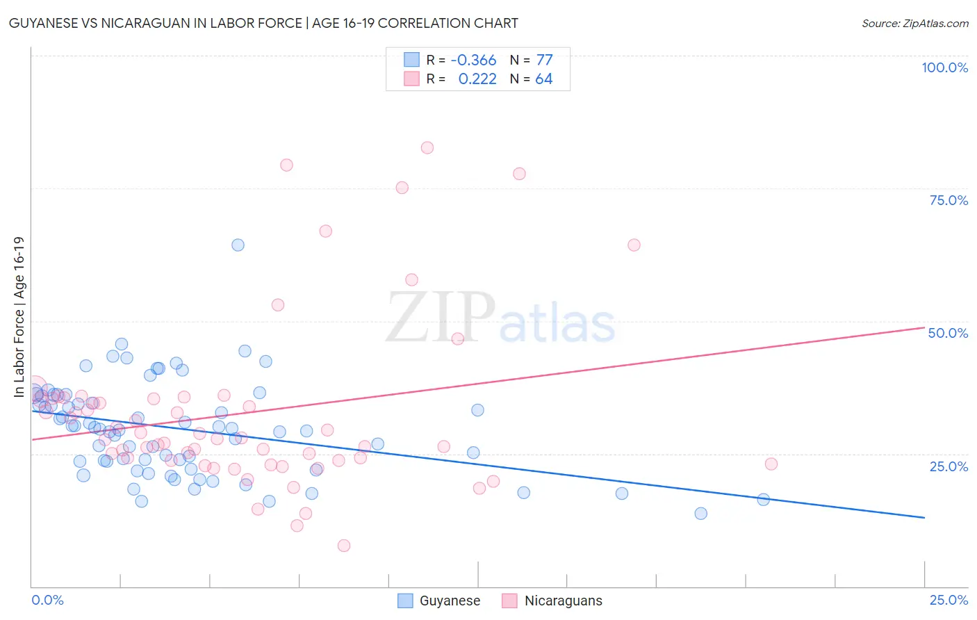 Guyanese vs Nicaraguan In Labor Force | Age 16-19