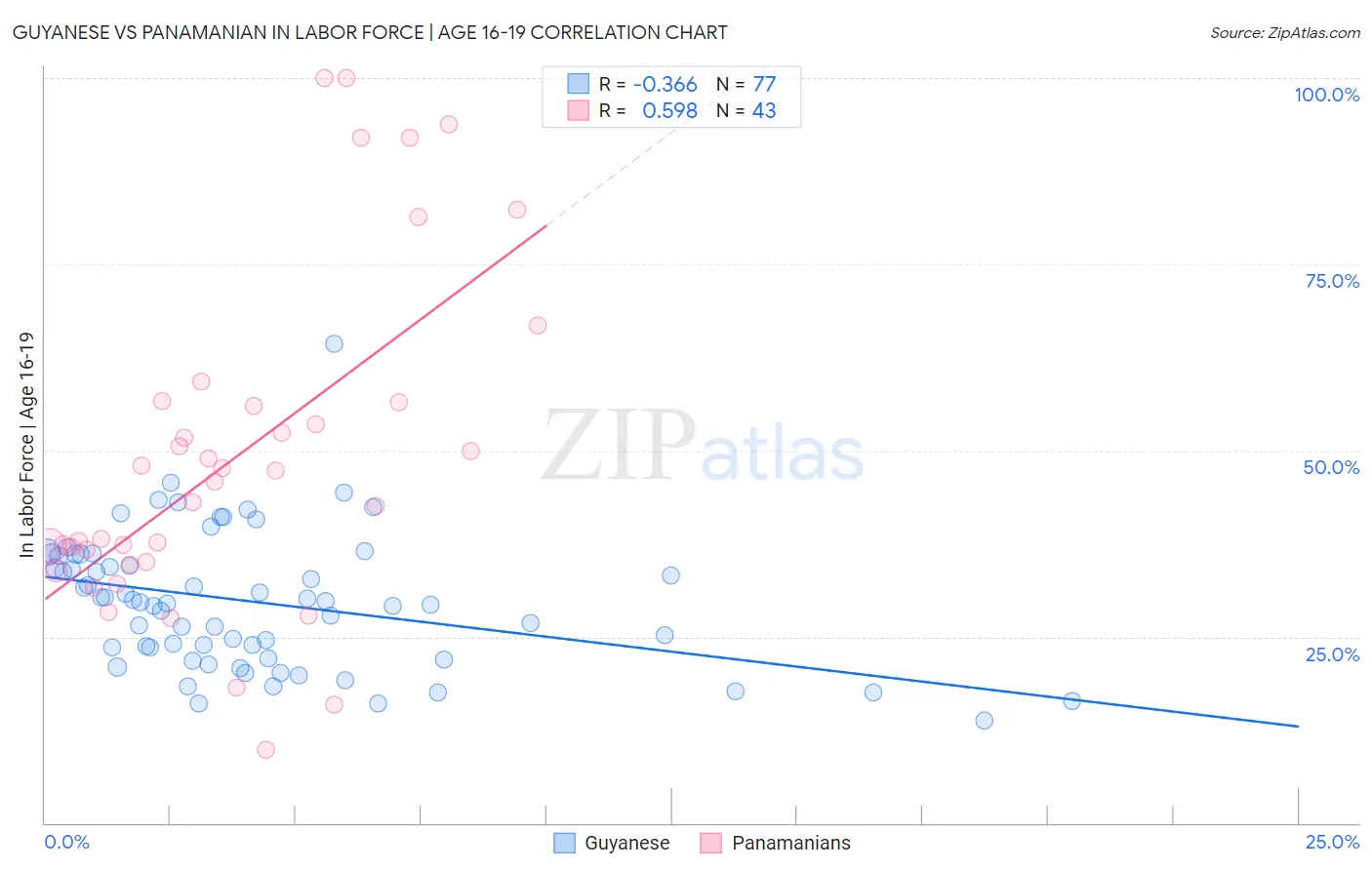 Guyanese vs Panamanian In Labor Force | Age 16-19