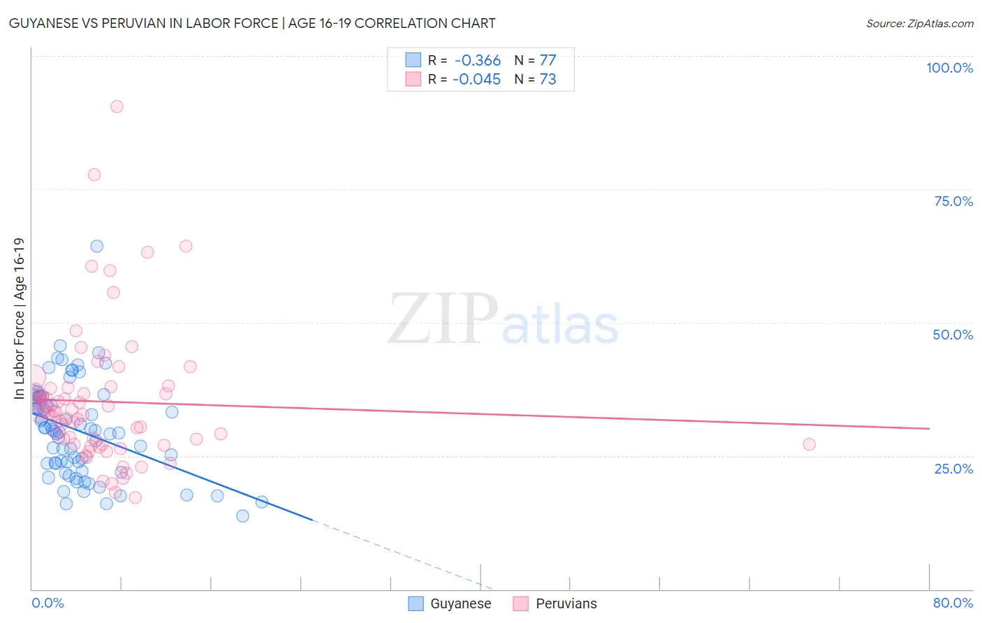 Guyanese vs Peruvian In Labor Force | Age 16-19