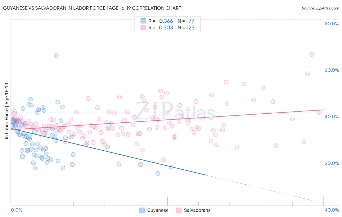 Guyanese vs Salvadoran In Labor Force | Age 16-19