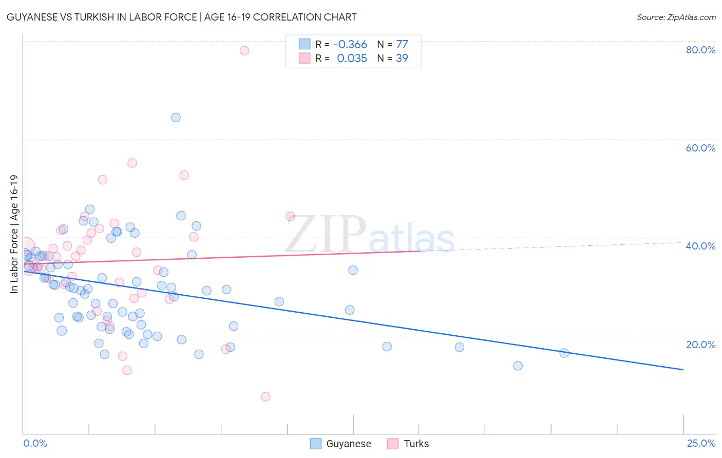 Guyanese vs Turkish In Labor Force | Age 16-19