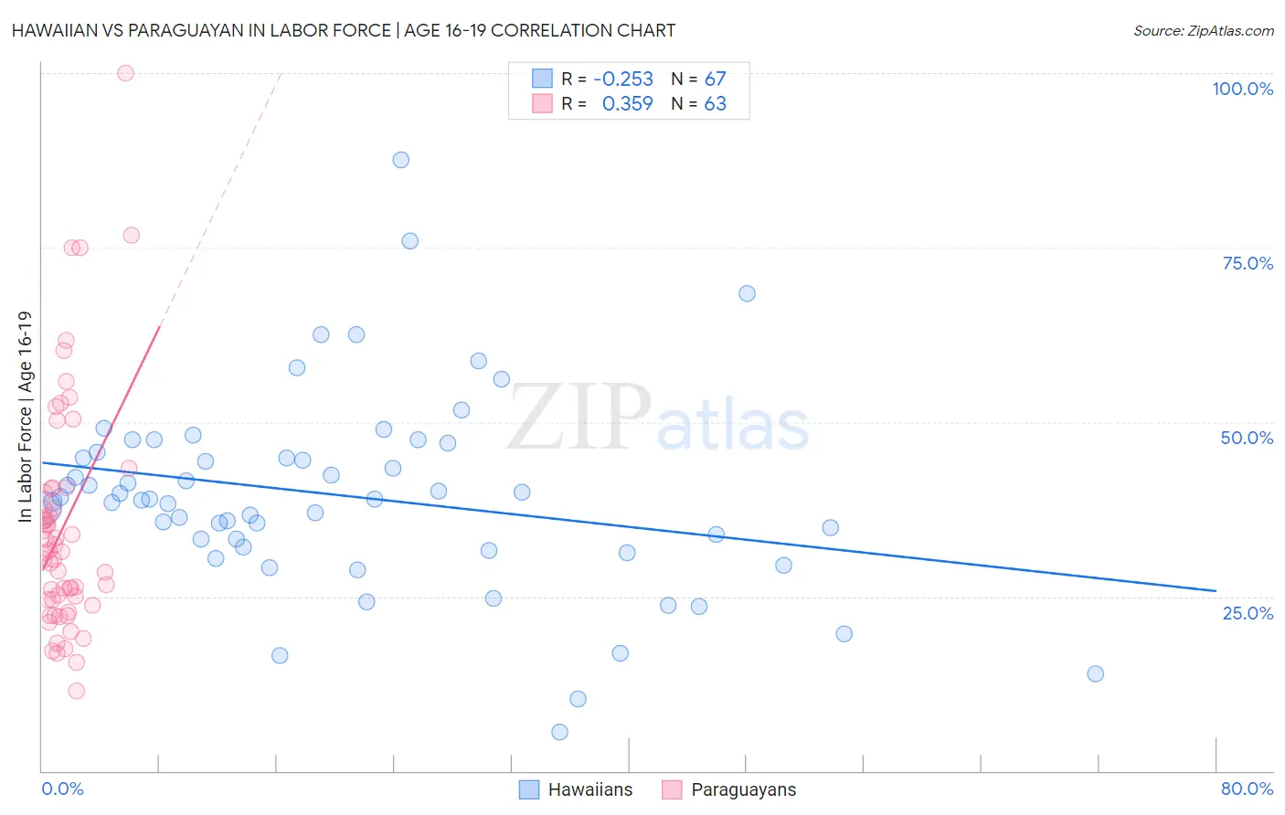 Hawaiian vs Paraguayan In Labor Force | Age 16-19