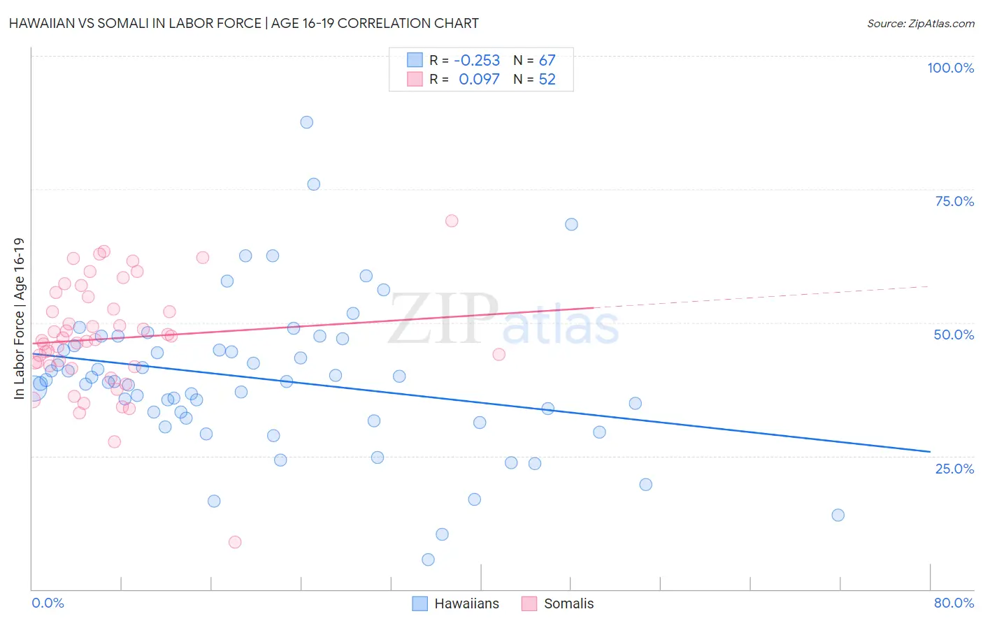 Hawaiian vs Somali In Labor Force | Age 16-19