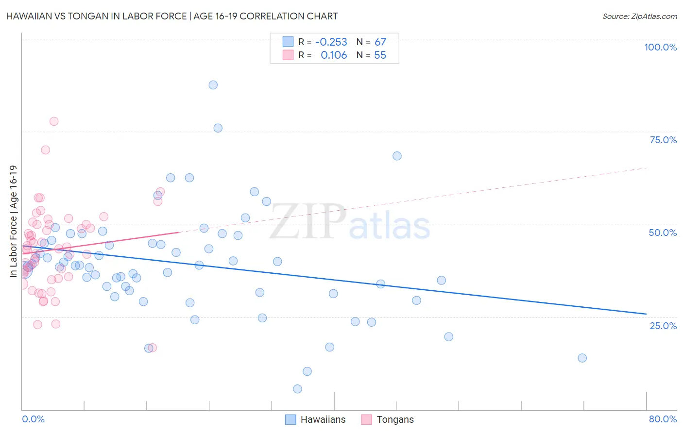 Hawaiian vs Tongan In Labor Force | Age 16-19