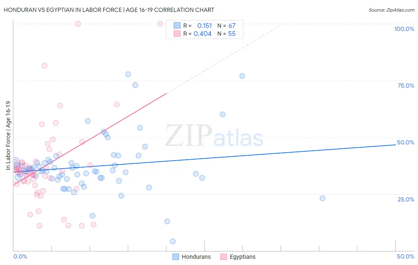 Honduran vs Egyptian In Labor Force | Age 16-19