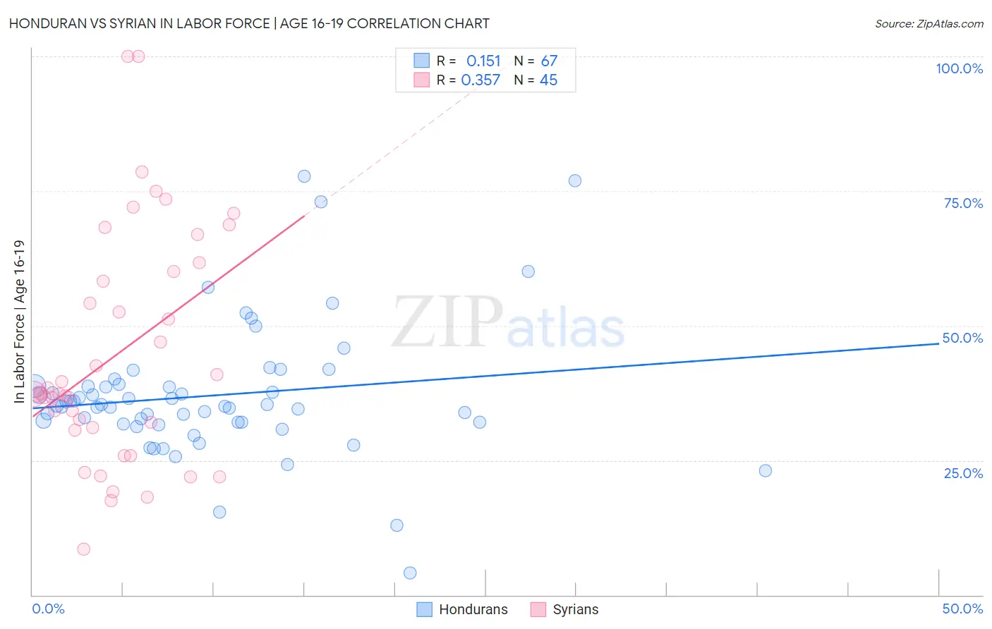Honduran vs Syrian In Labor Force | Age 16-19