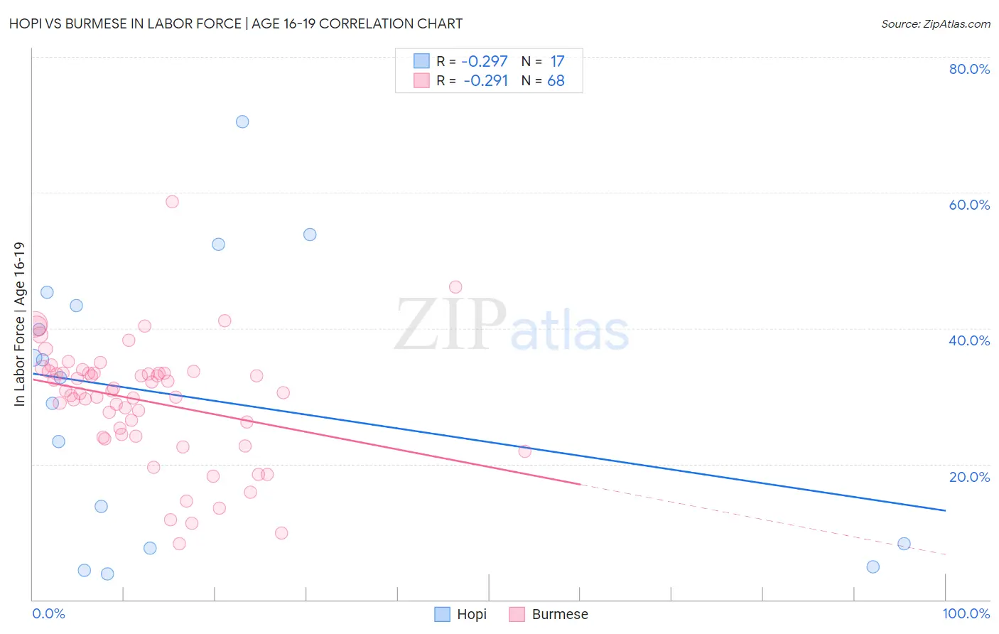 Hopi vs Burmese In Labor Force | Age 16-19