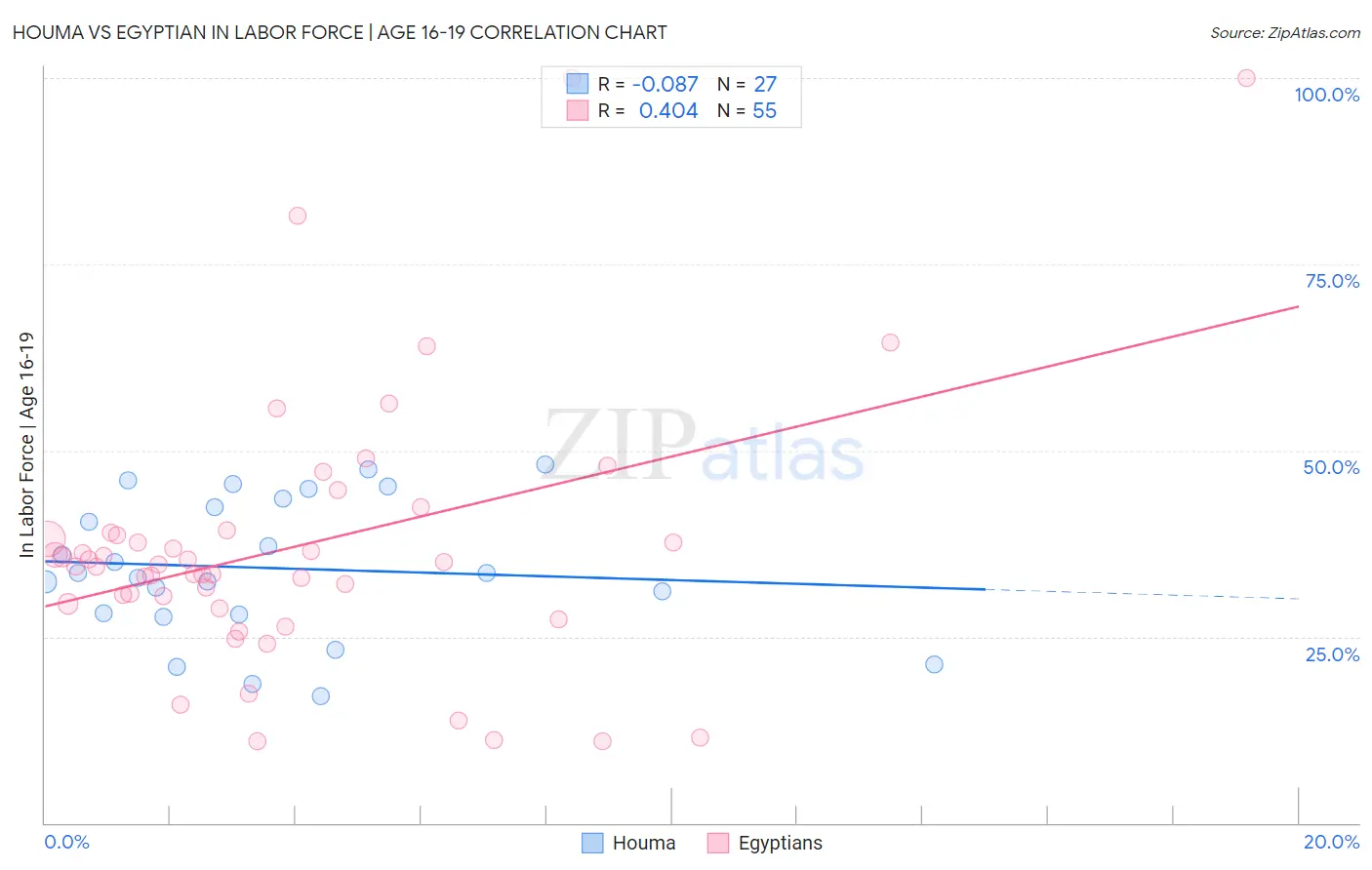 Houma vs Egyptian In Labor Force | Age 16-19