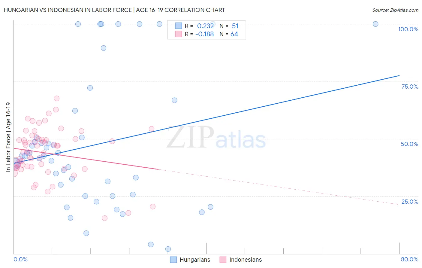 Hungarian vs Indonesian In Labor Force | Age 16-19