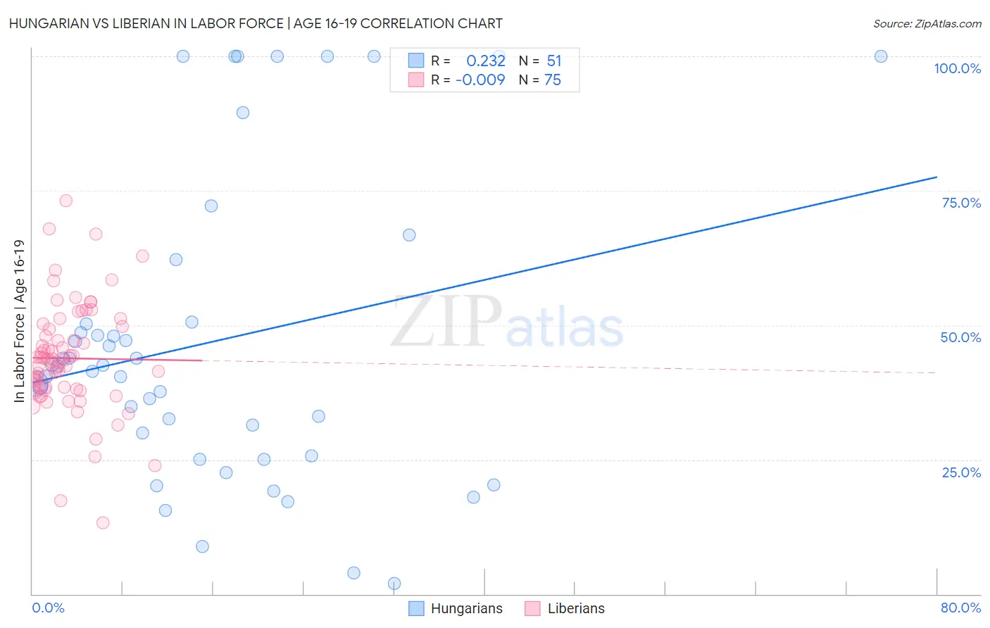 Hungarian vs Liberian In Labor Force | Age 16-19