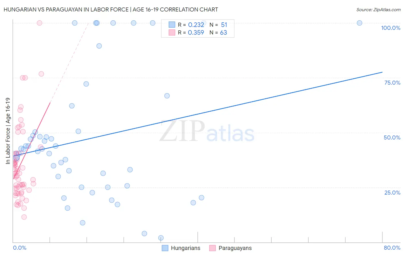 Hungarian vs Paraguayan In Labor Force | Age 16-19