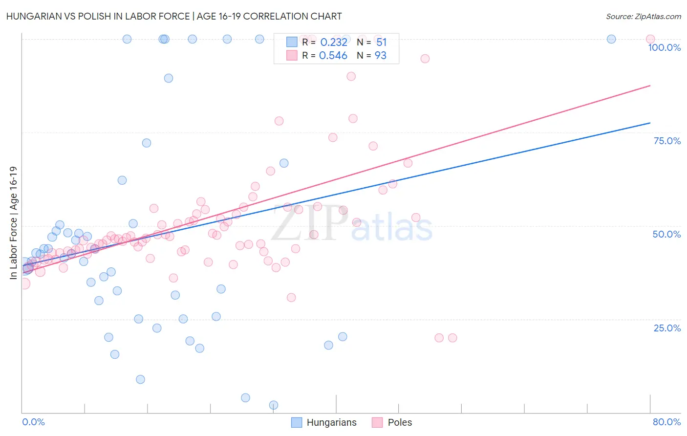 Hungarian vs Polish In Labor Force | Age 16-19