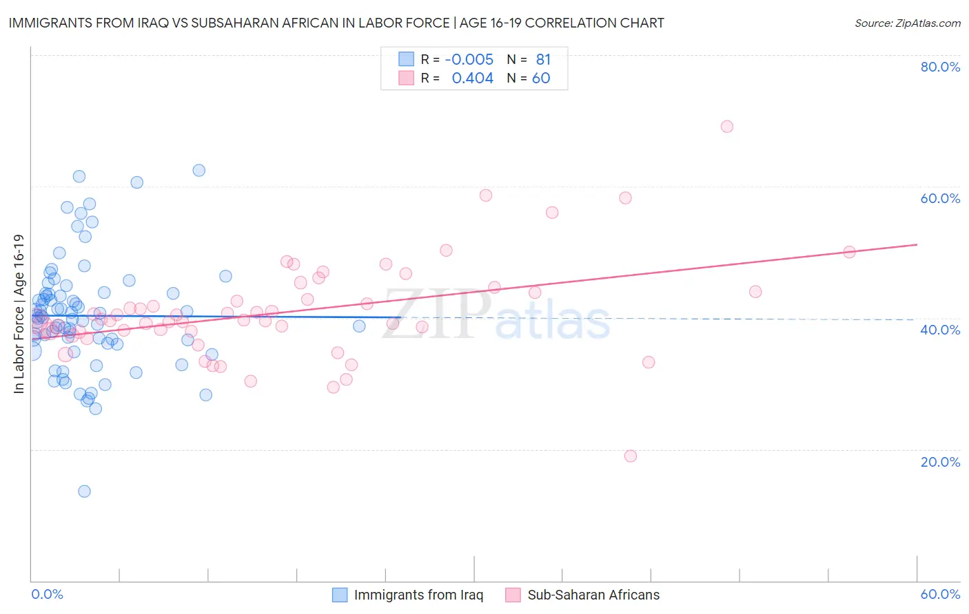 Immigrants from Iraq vs Subsaharan African In Labor Force | Age 16-19