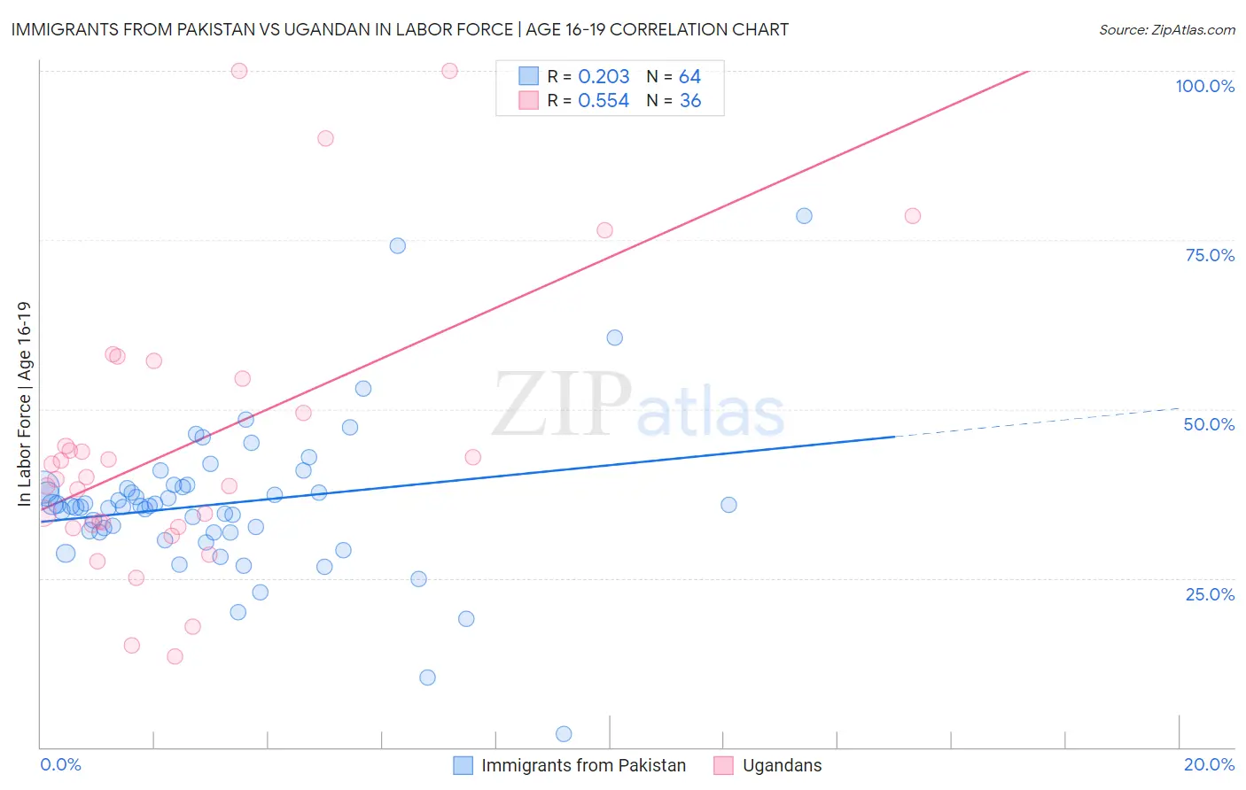 Immigrants from Pakistan vs Ugandan In Labor Force | Age 16-19
