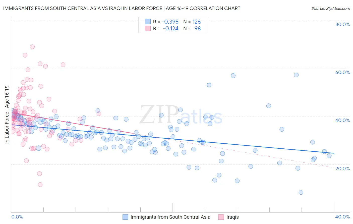 Immigrants from South Central Asia vs Iraqi In Labor Force | Age 16-19