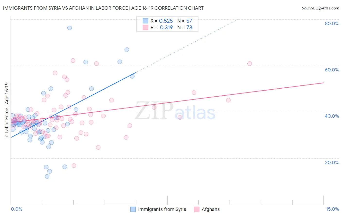 Immigrants from Syria vs Afghan In Labor Force | Age 16-19