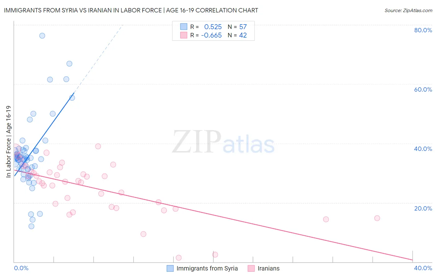 Immigrants from Syria vs Iranian In Labor Force | Age 16-19