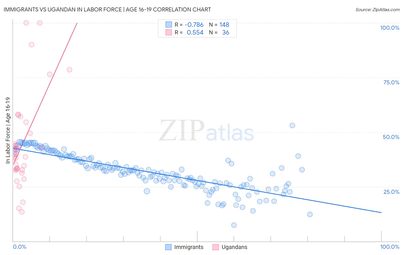 Immigrants vs Ugandan In Labor Force | Age 16-19