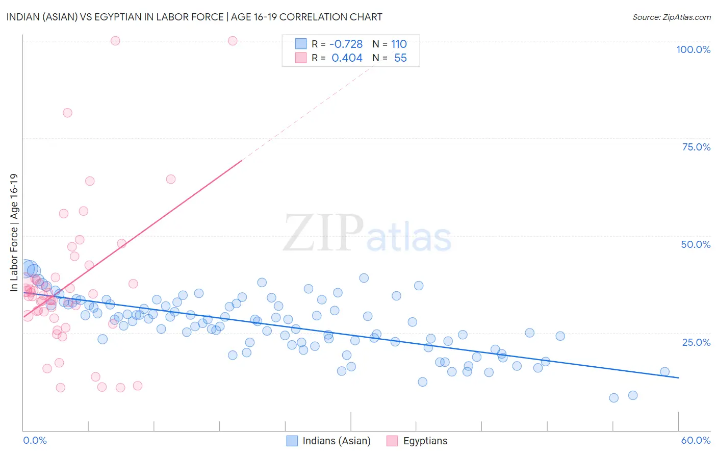 Indian (Asian) vs Egyptian In Labor Force | Age 16-19