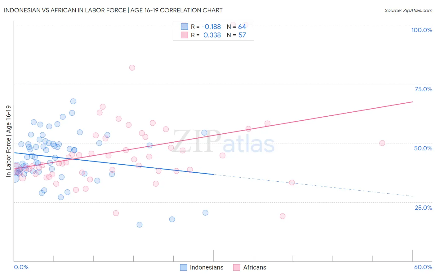 Indonesian vs African In Labor Force | Age 16-19