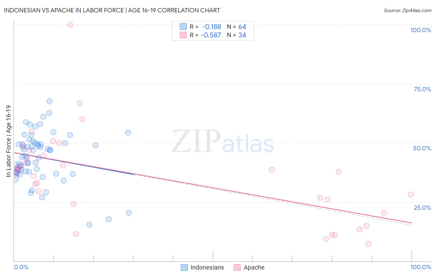 Indonesian vs Apache In Labor Force | Age 16-19