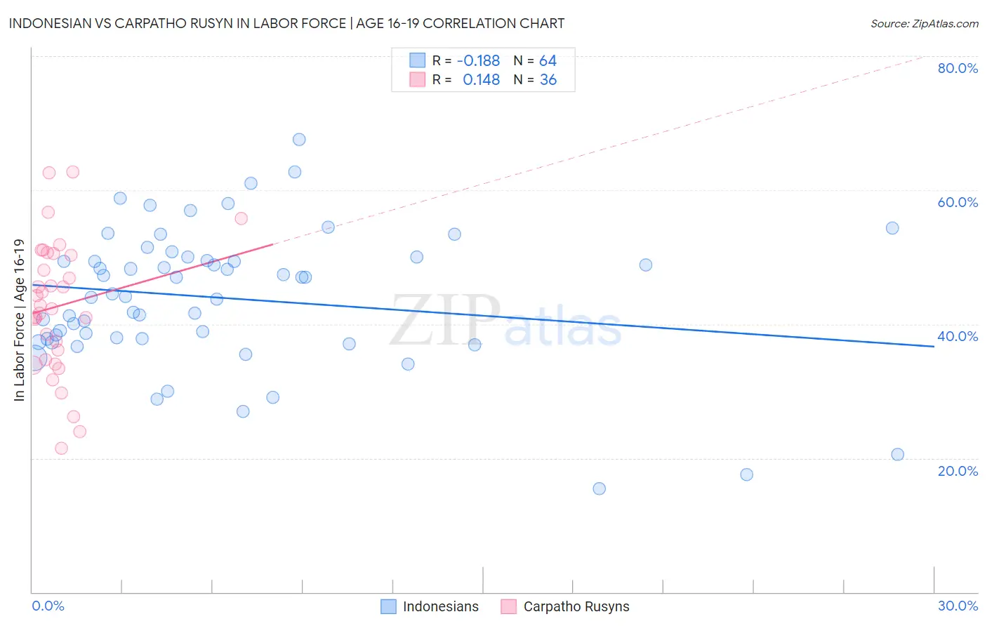 Indonesian vs Carpatho Rusyn In Labor Force | Age 16-19