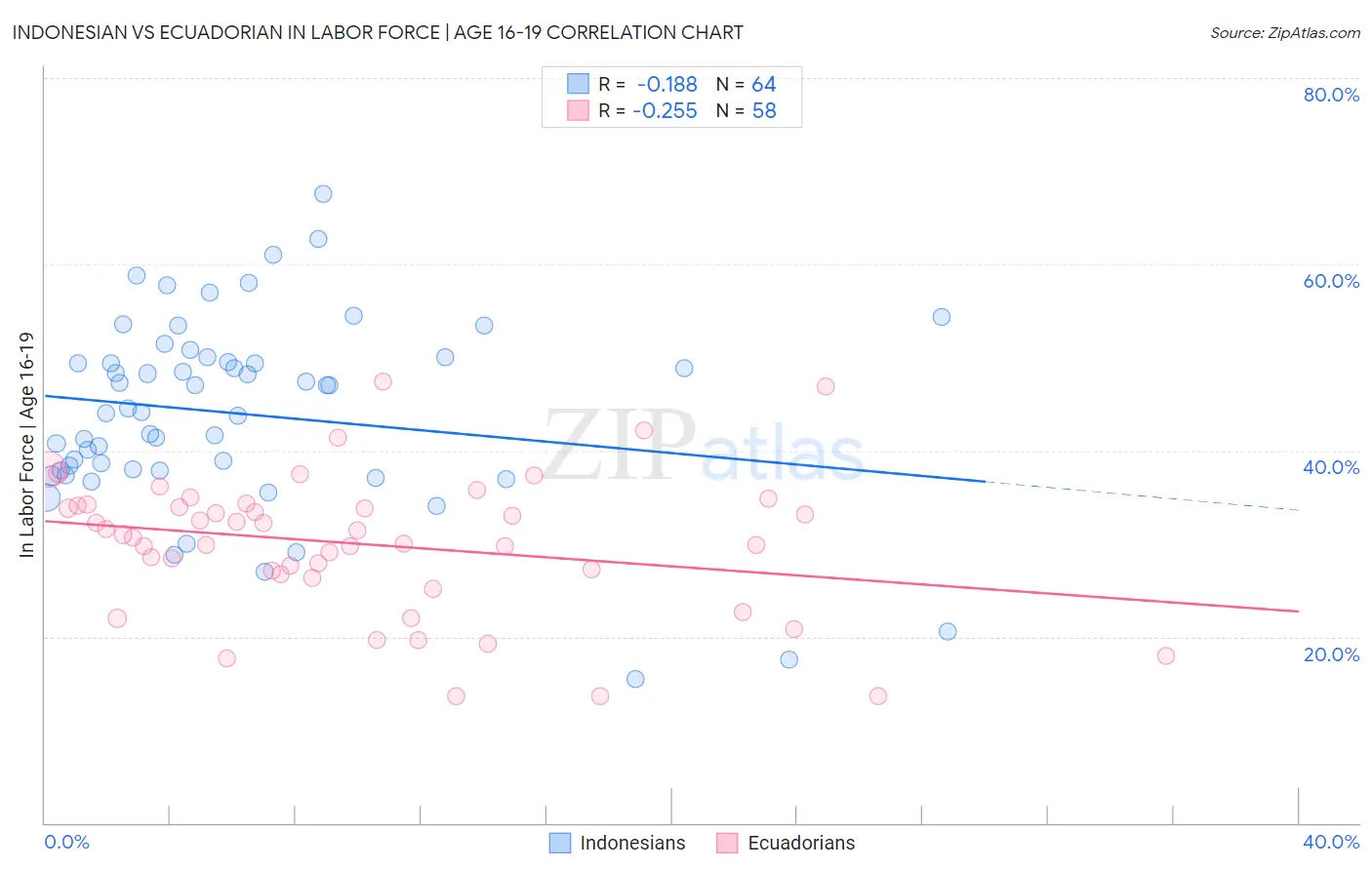 Indonesian vs Ecuadorian In Labor Force | Age 16-19
