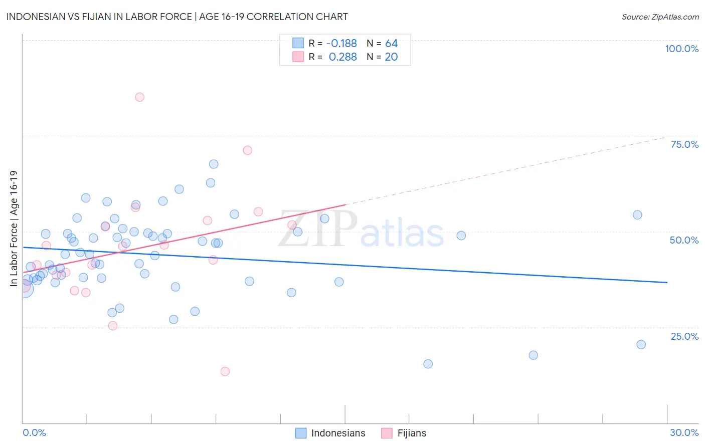 Indonesian vs Fijian In Labor Force | Age 16-19