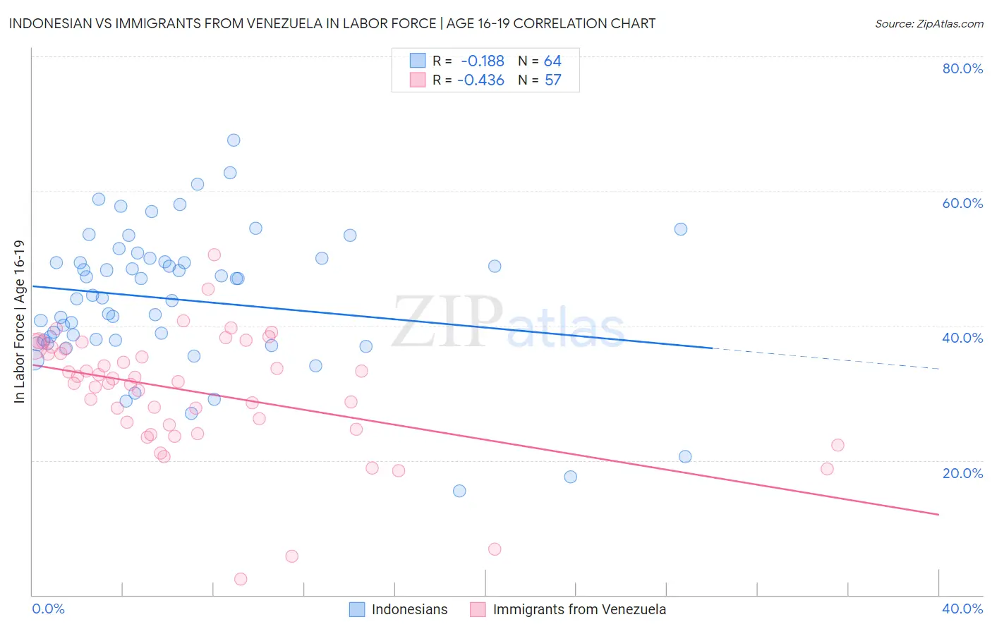 Indonesian vs Immigrants from Venezuela In Labor Force | Age 16-19