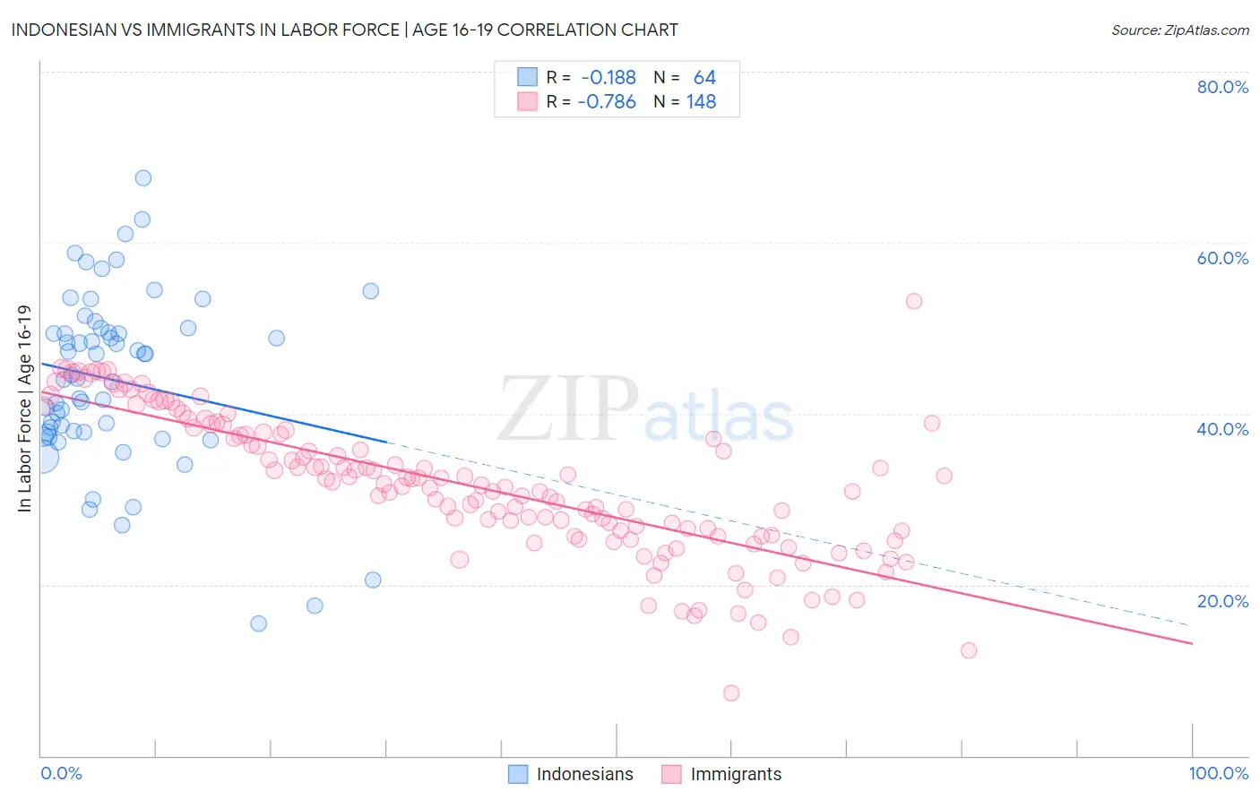 Indonesian vs Immigrants In Labor Force | Age 16-19