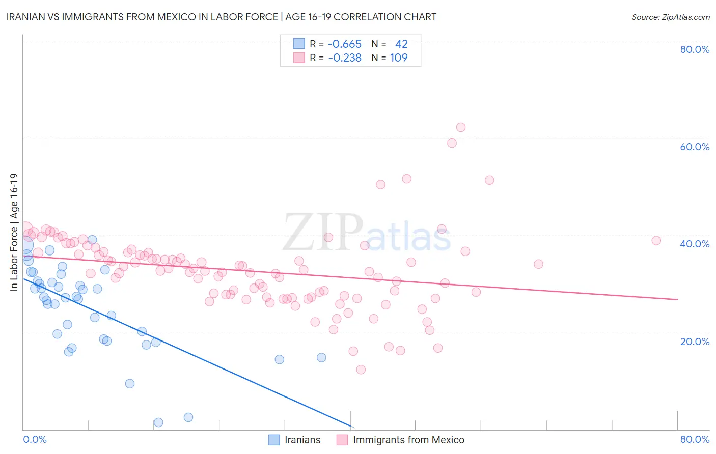 Iranian vs Immigrants from Mexico In Labor Force | Age 16-19