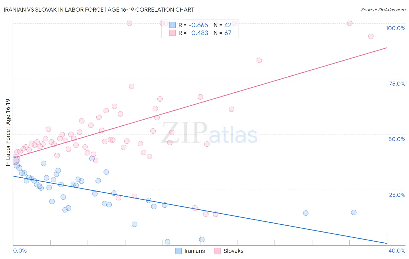 Iranian vs Slovak In Labor Force | Age 16-19