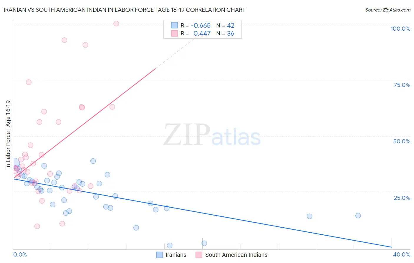 Iranian vs South American Indian In Labor Force | Age 16-19