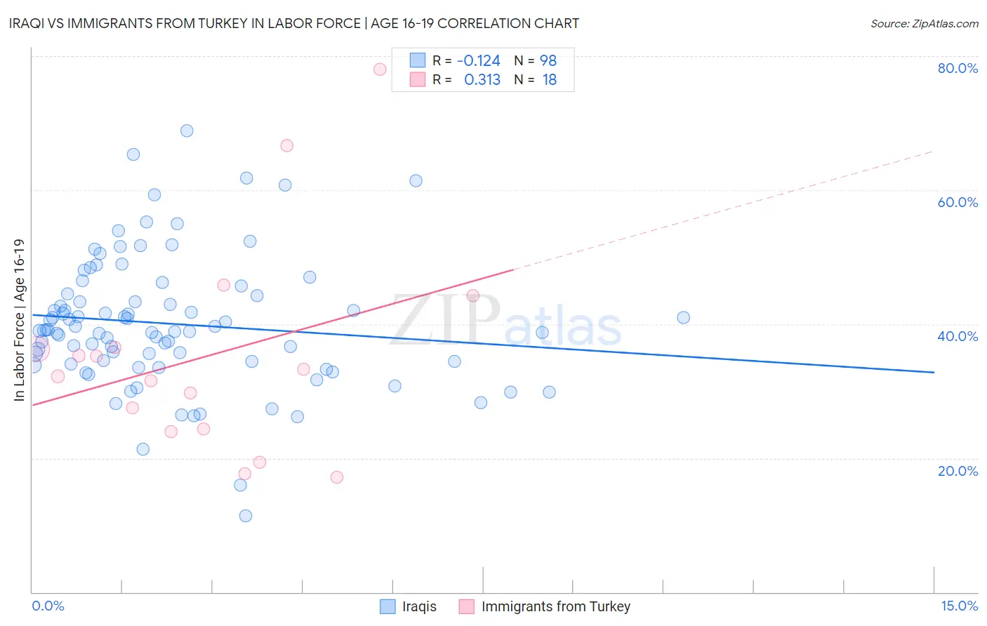 Iraqi vs Immigrants from Turkey In Labor Force | Age 16-19