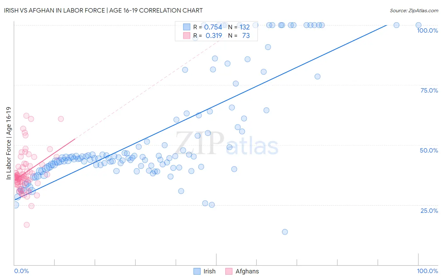 Irish vs Afghan In Labor Force | Age 16-19