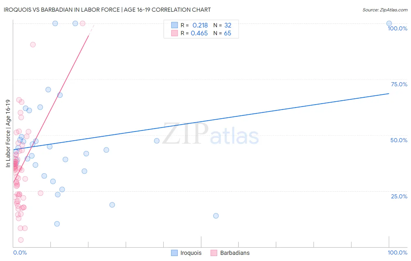 Iroquois vs Barbadian In Labor Force | Age 16-19