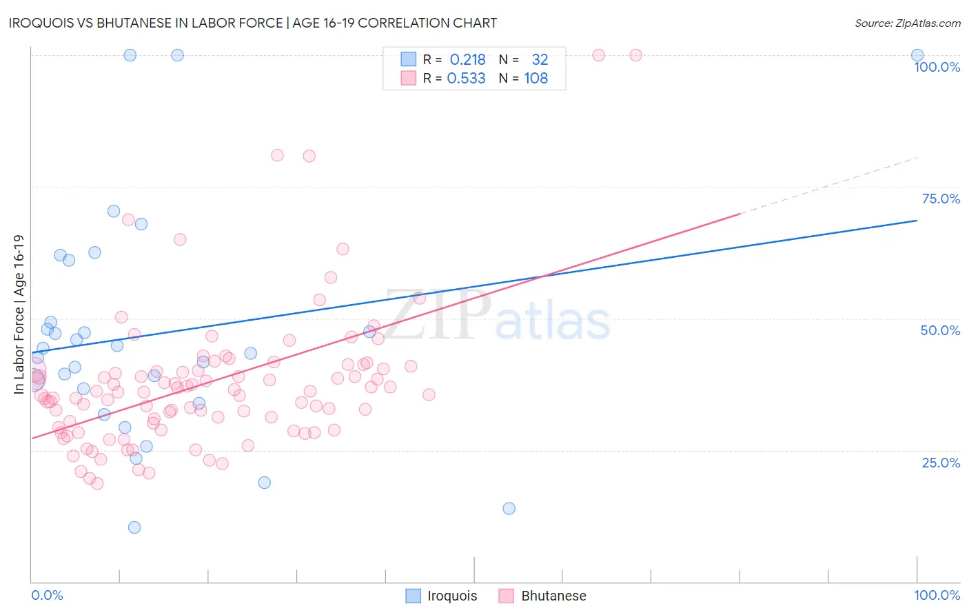 Iroquois vs Bhutanese In Labor Force | Age 16-19