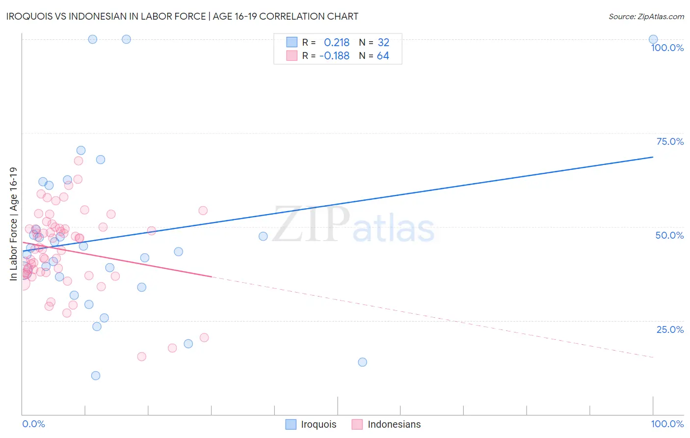 Iroquois vs Indonesian In Labor Force | Age 16-19