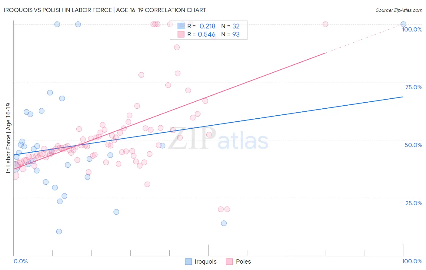 Iroquois vs Polish In Labor Force | Age 16-19