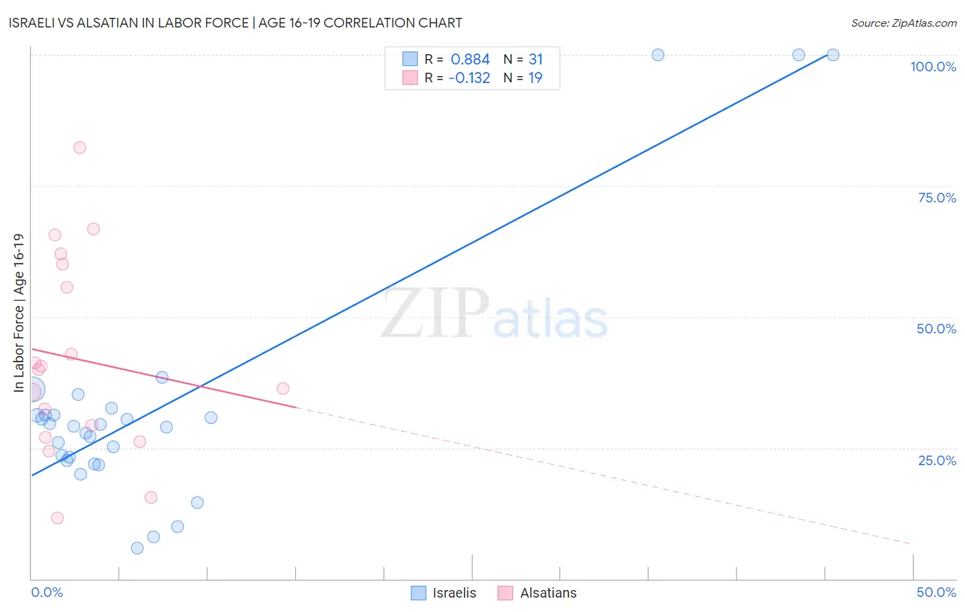 Israeli vs Alsatian In Labor Force | Age 16-19