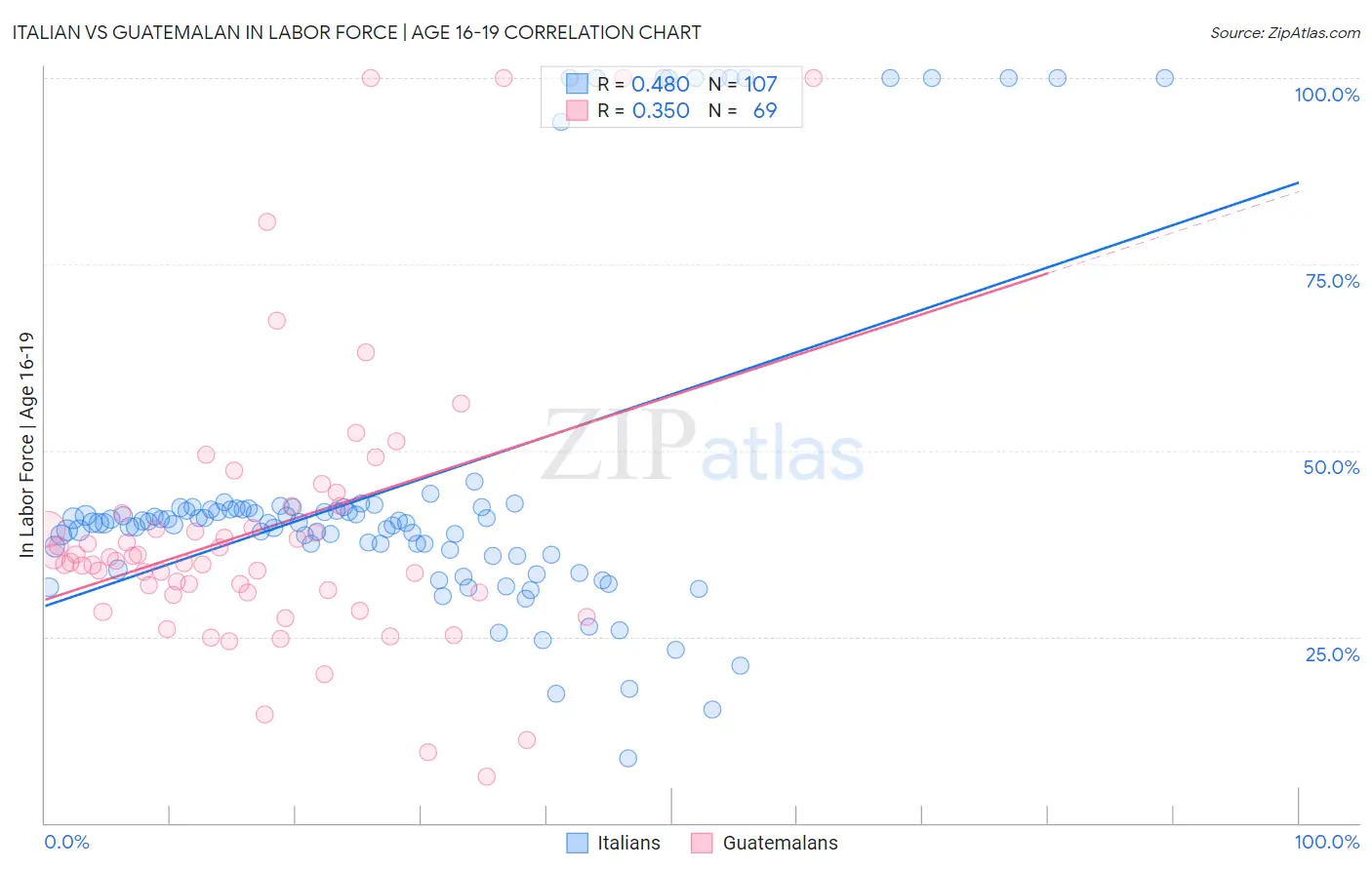 Italian vs Guatemalan In Labor Force | Age 16-19