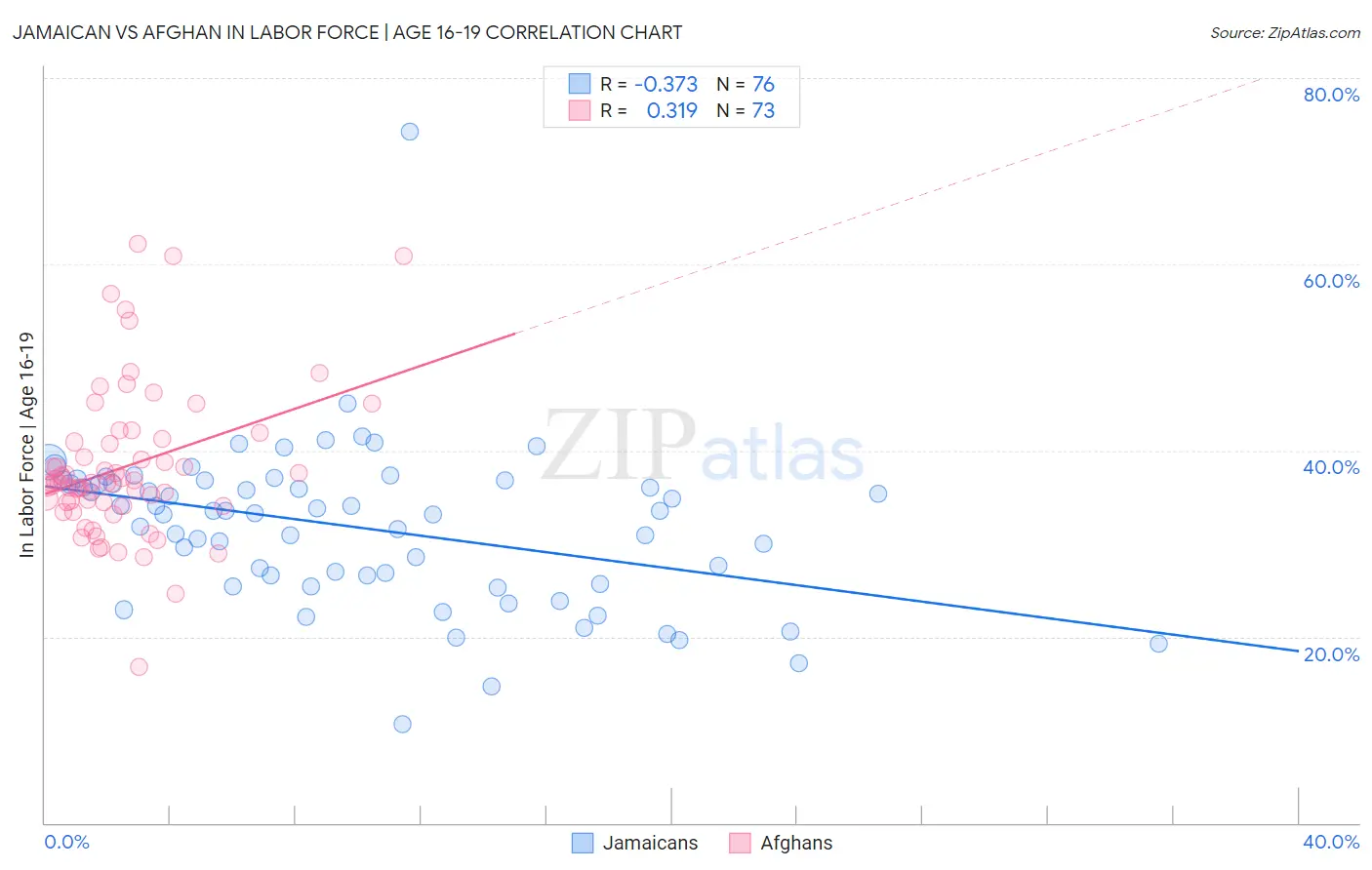 Jamaican vs Afghan In Labor Force | Age 16-19