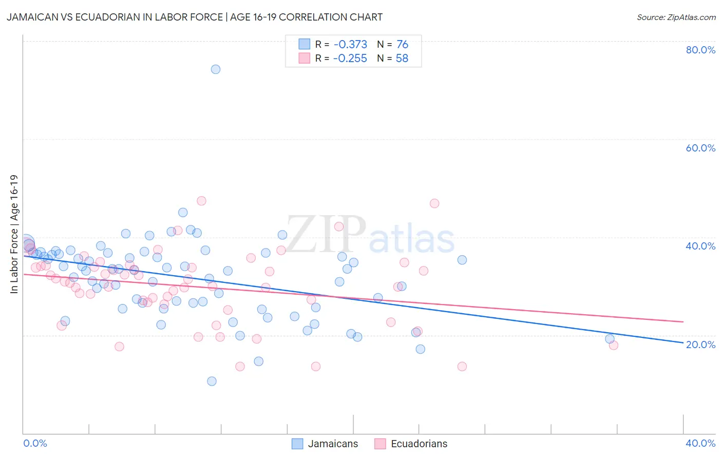 Jamaican vs Ecuadorian In Labor Force | Age 16-19