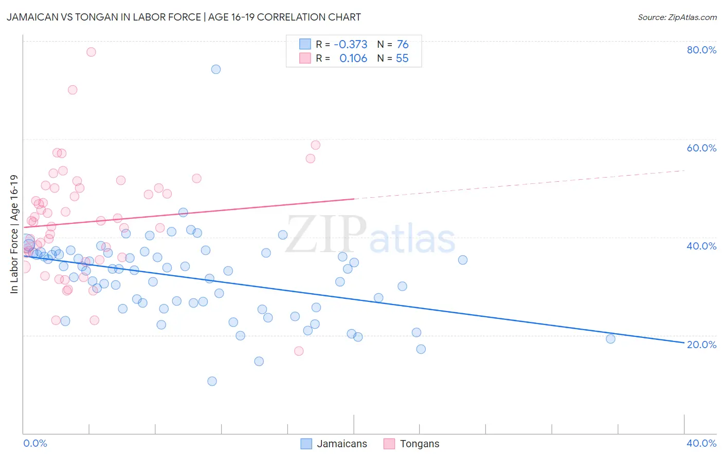 Jamaican vs Tongan In Labor Force | Age 16-19