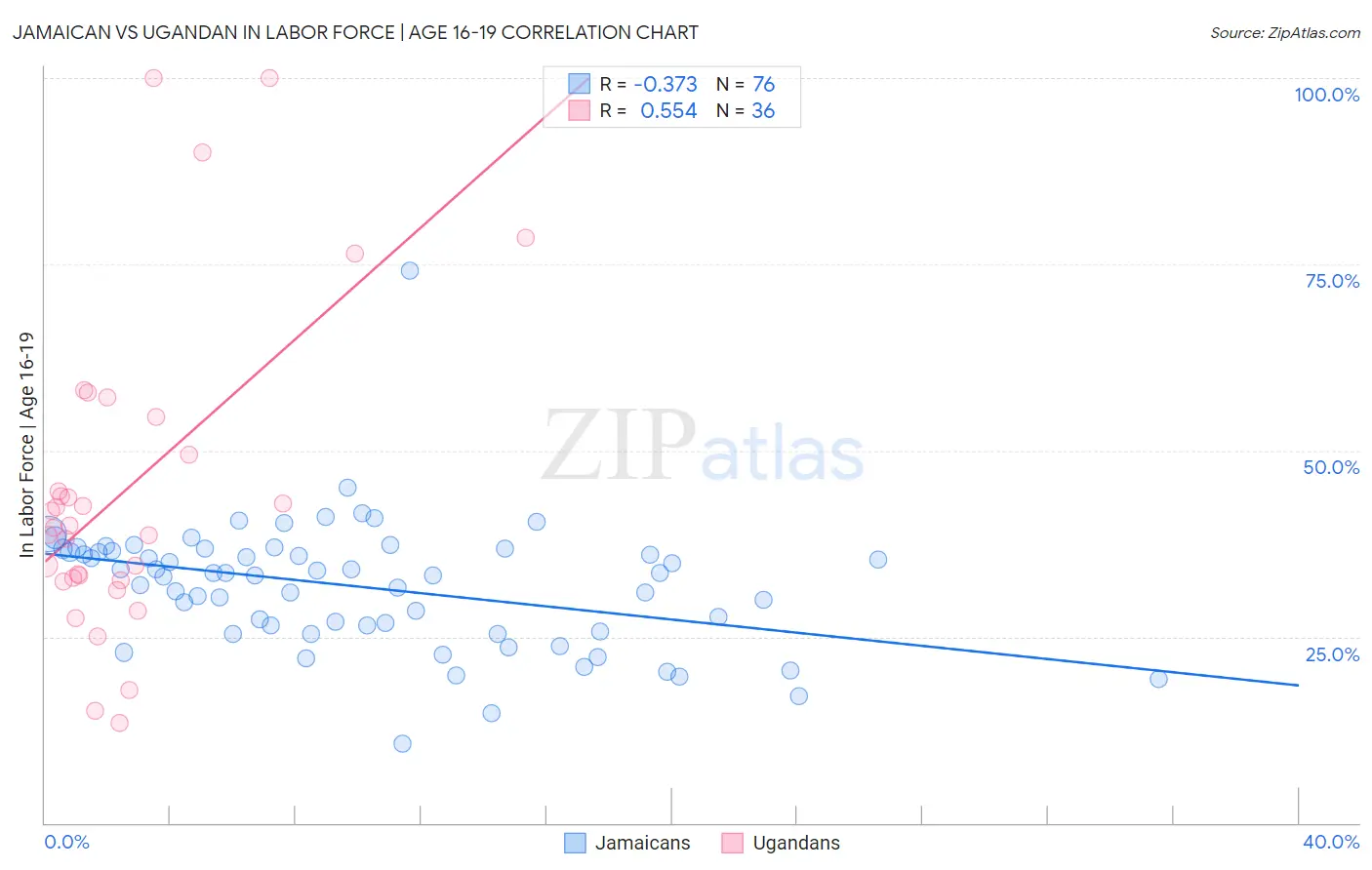 Jamaican vs Ugandan In Labor Force | Age 16-19