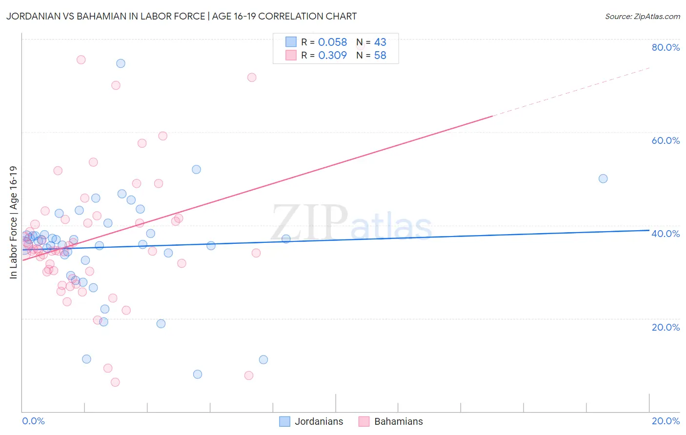 Jordanian vs Bahamian In Labor Force | Age 16-19