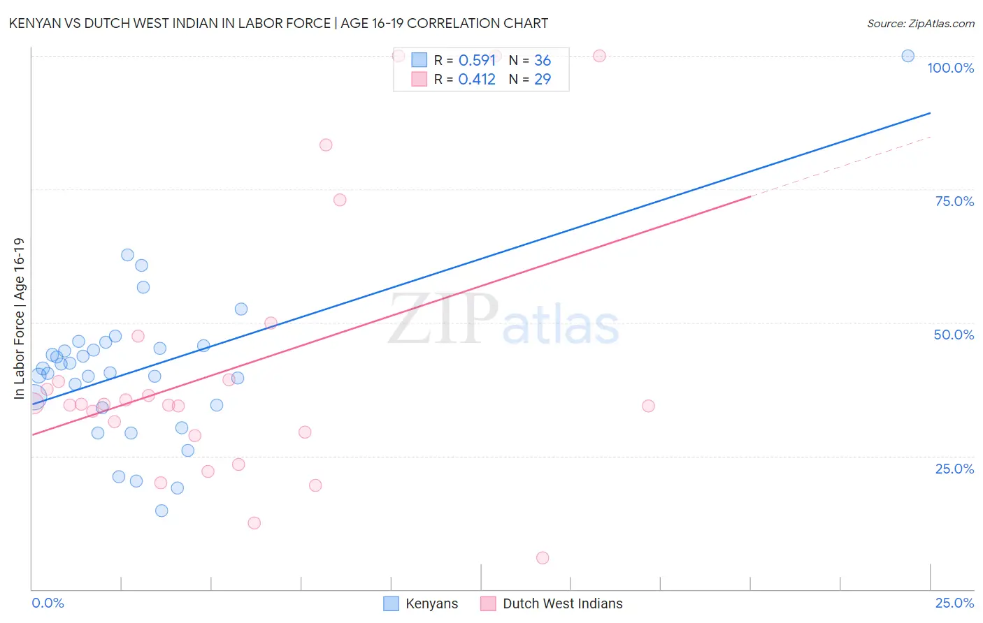Kenyan vs Dutch West Indian In Labor Force | Age 16-19